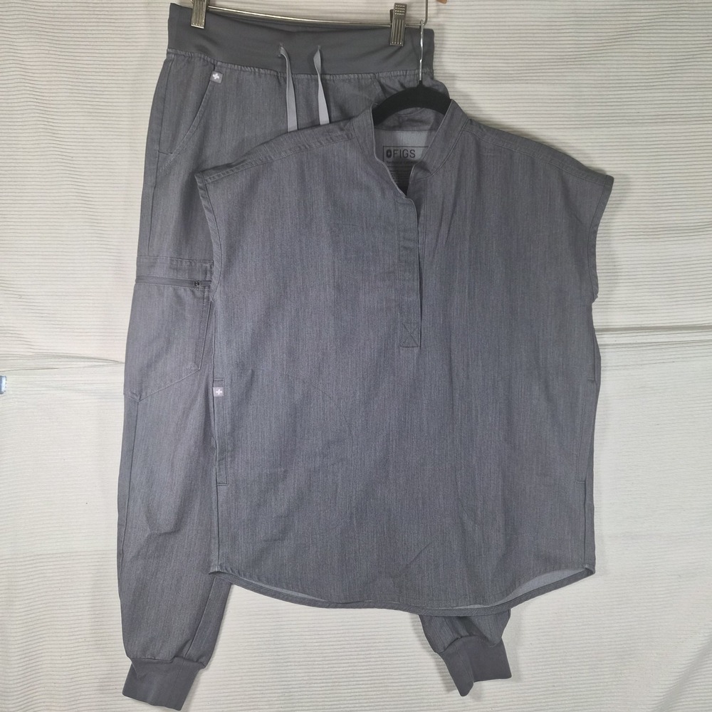 FIGS Technical Collection Scrub Set Womens XXS Gray Jogger Pants Medical Uniform